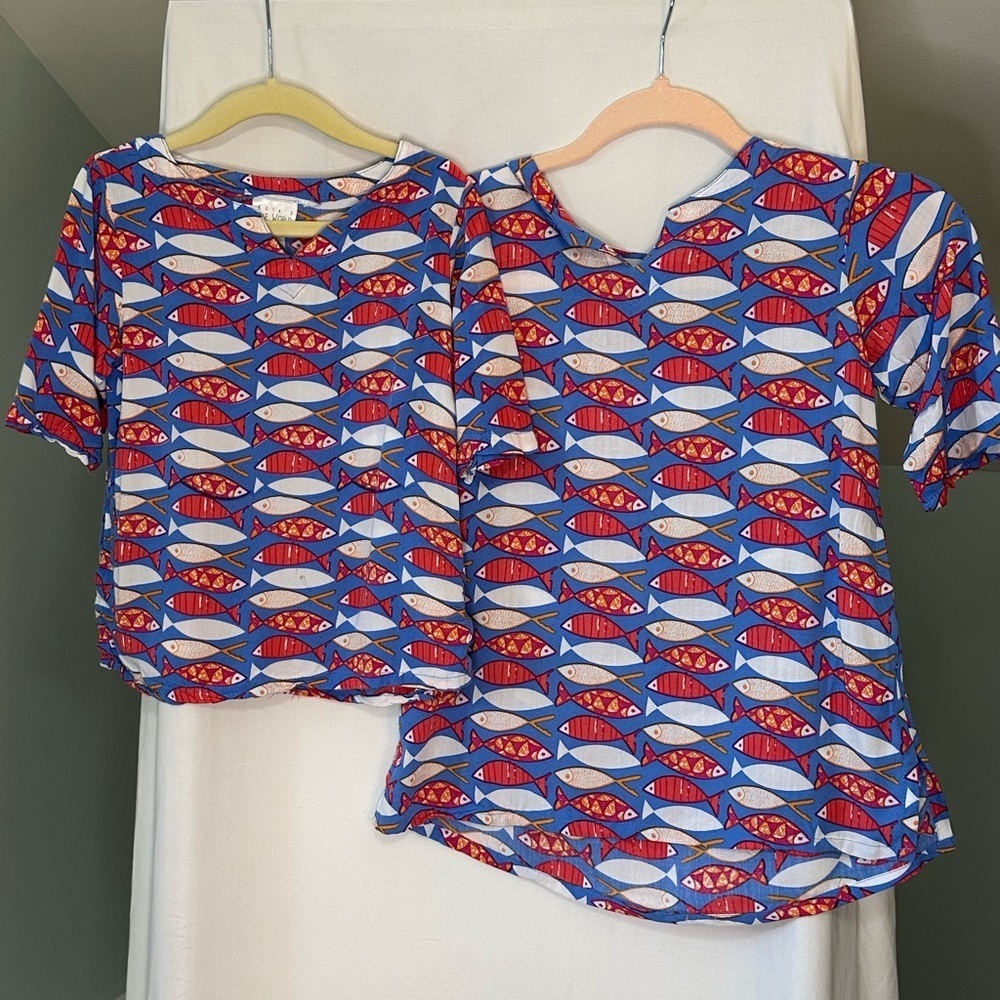 Sister & Me Matching Colorful Fish Print Cover Ups Size Xsmall & Medium. — image 2 of 8